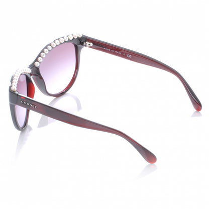 Chanel Cat Eye Freshwater Pearl Sunglasses 6040 H Burgundy 4 of 4