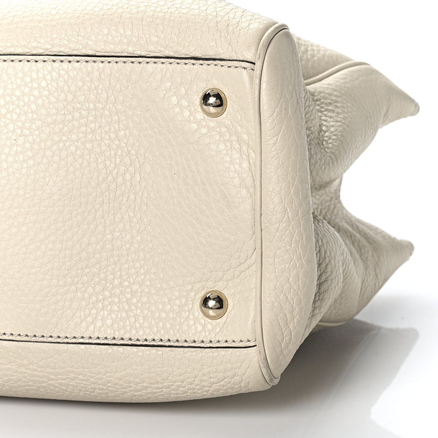 Pebbled Calfskin Medium Bamboo Shopper Tote Off White