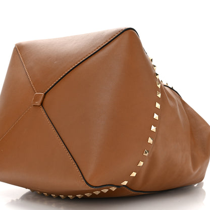 Valentino Garavani Vitello Rockstud All Over New Dome Bucket Tote Cognac 9 of 12