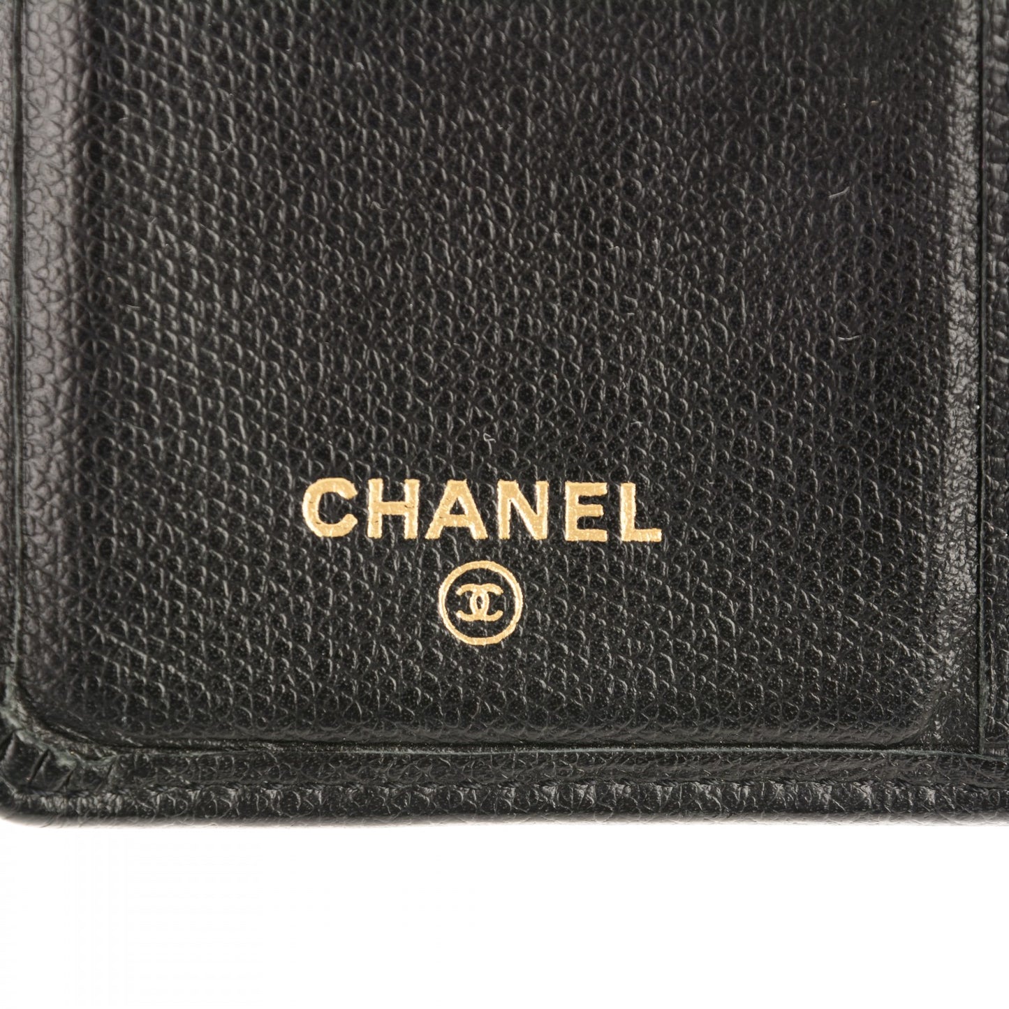 Grained Calfskin CC Button Yen Wallet Black