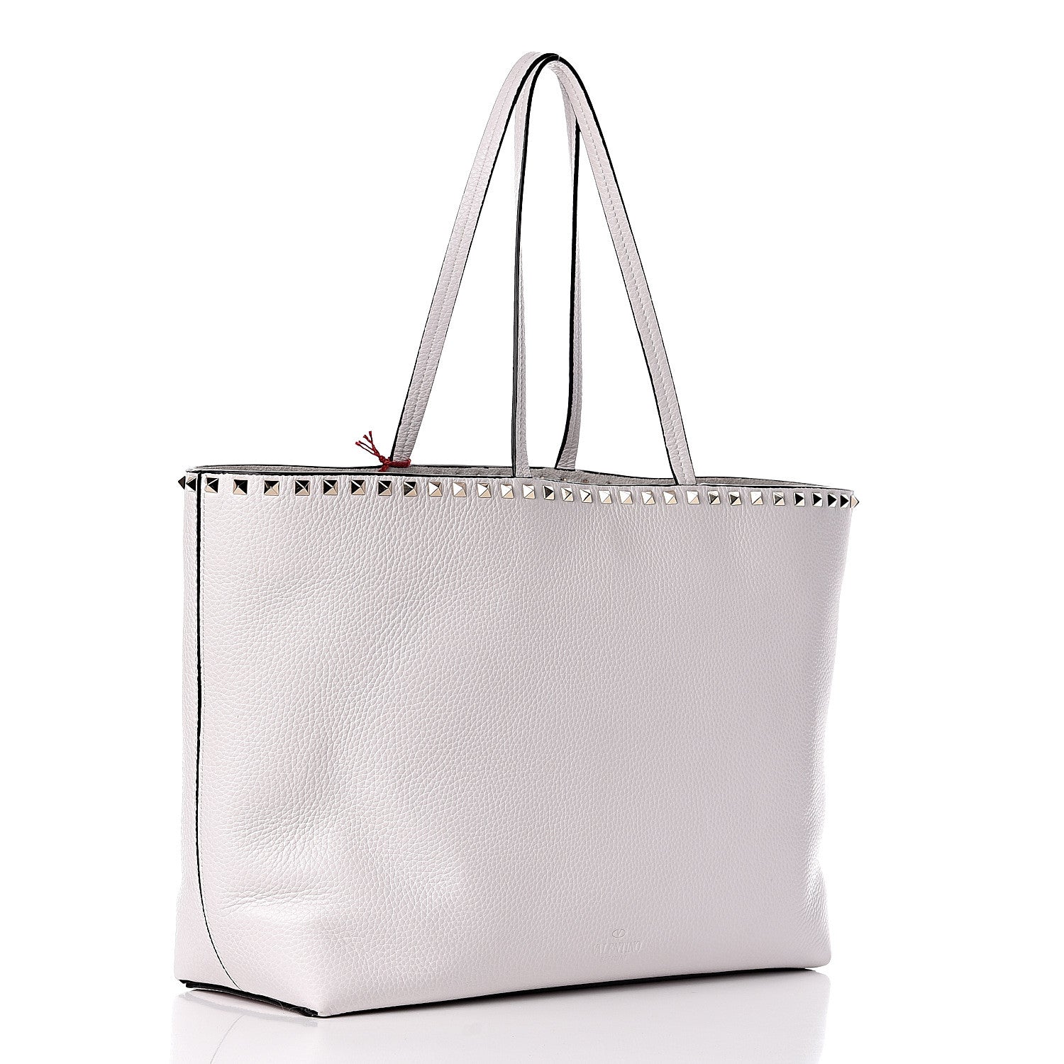 Valentino Garavani Grained Calfskin Rockstud Shoulder Tote Optic White 3 of 9