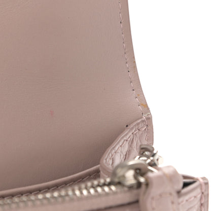 Saint Laurent Calfskin Crocodile Embossed Monogram Sunset Chain Wallet Marble Pink 10 of 10