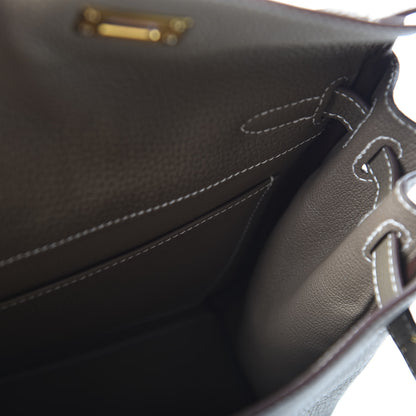 Hermes Taurillon Clemence Kelly Ado Backpack Etoupe 4 of 9