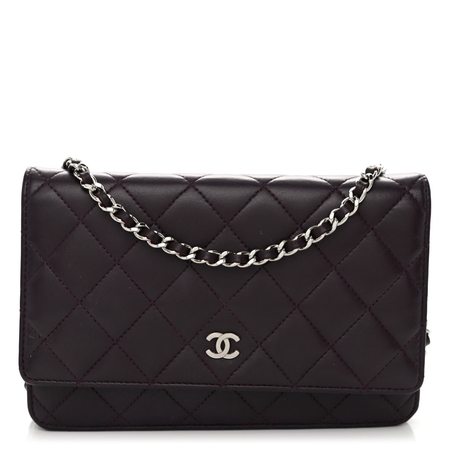 Chanel Lambskin Quilted Wallet On Chain WOC Purple 1 of 23