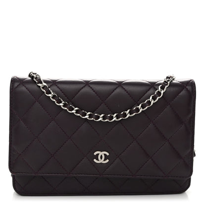 Chanel Lambskin Quilted Wallet On Chain WOC Purple 1 of 23