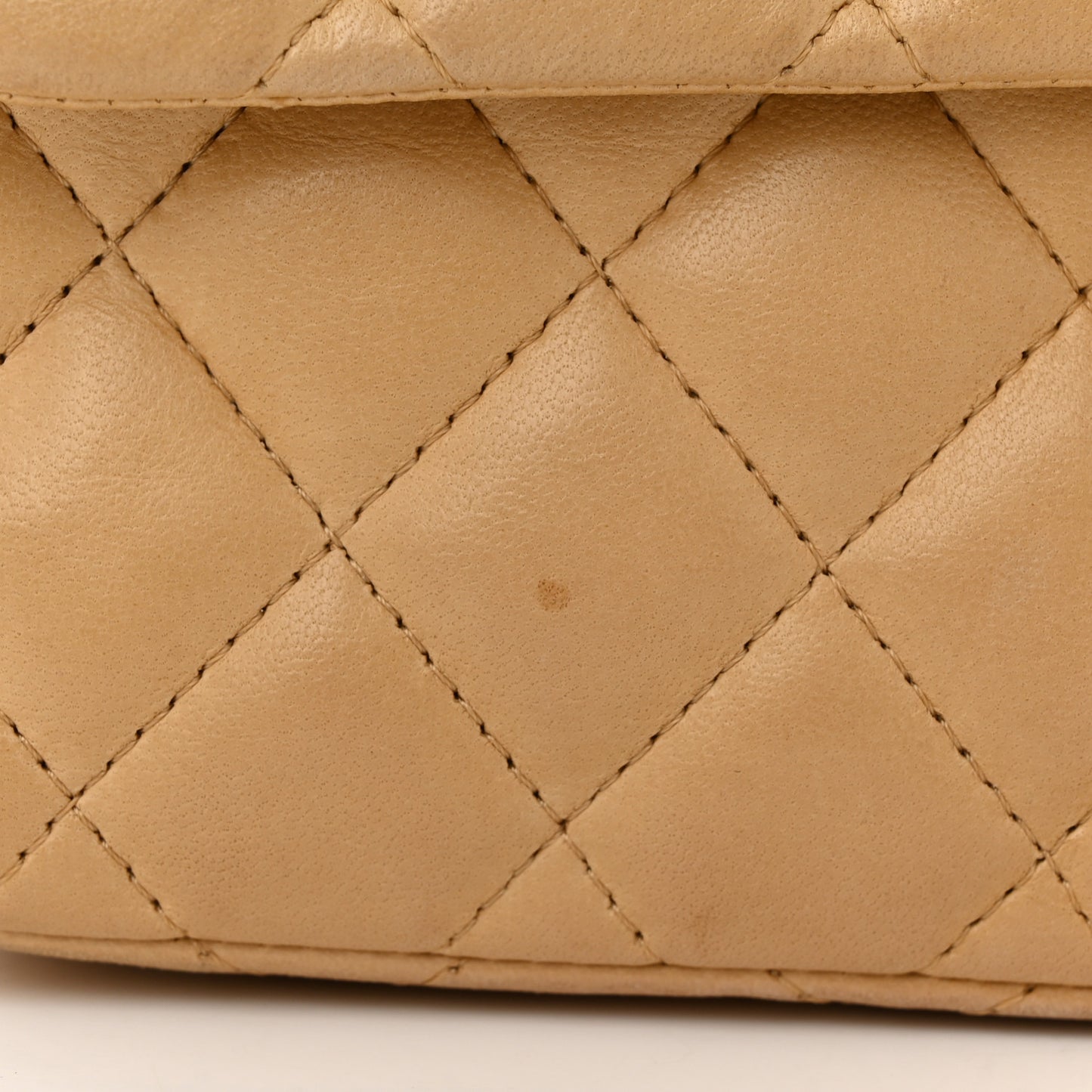 Lambskin Quilted East West Flap Beige