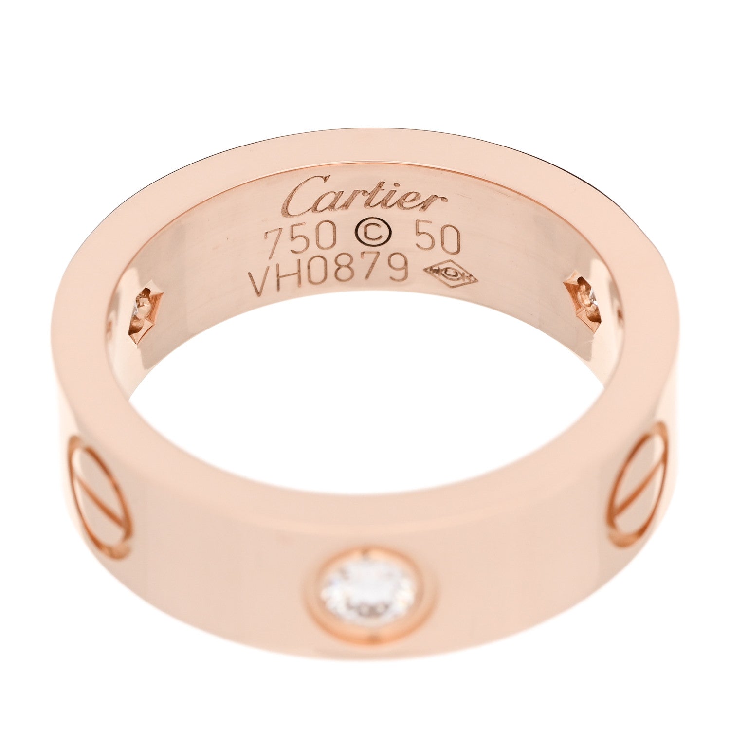 Cartier 18K Pink Gold 3 Diamond 5.5mm LOVE Ring 50 5.25 4 of 4