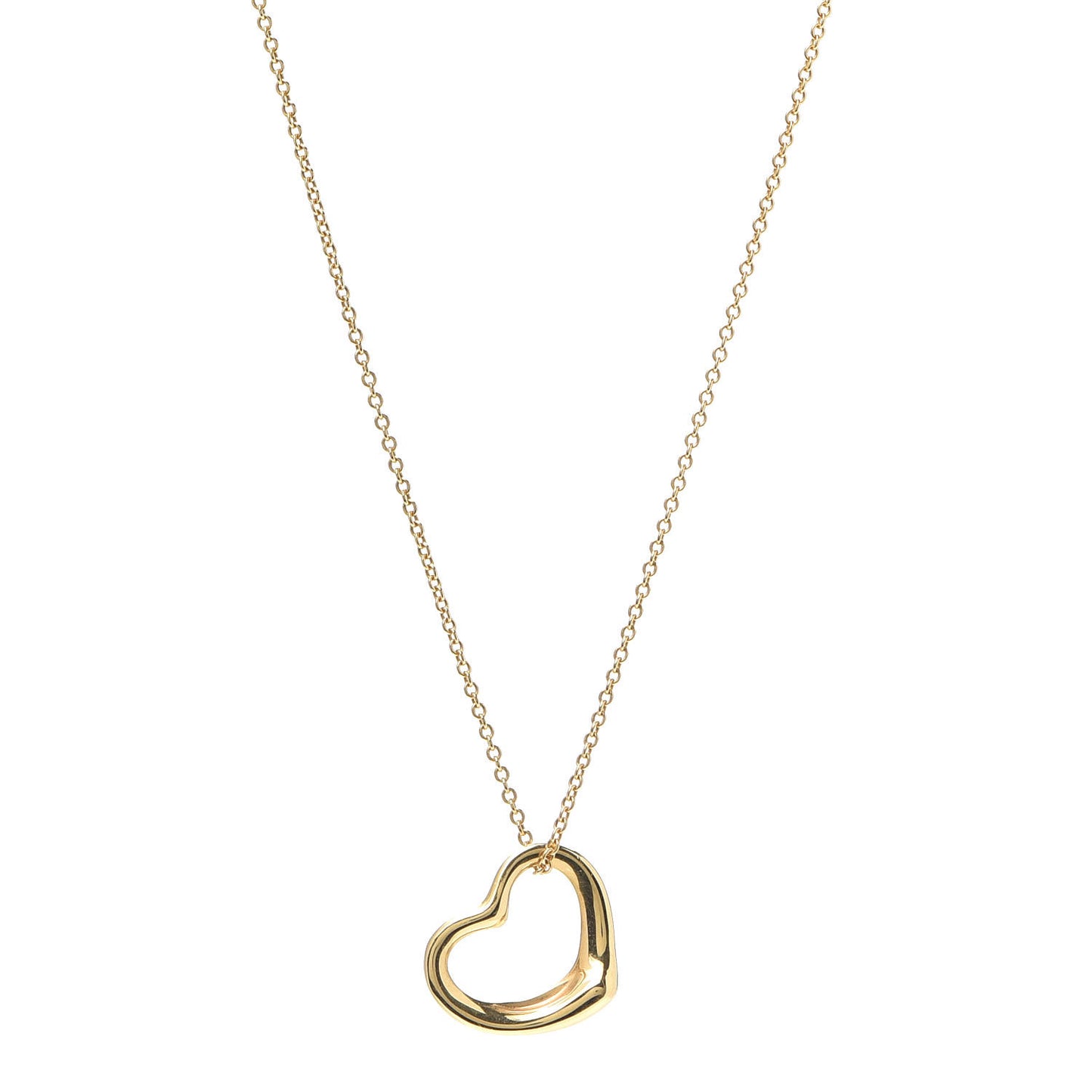 18K Yellow Gold 16mm Elsa Peretti Open Heart Pendant Necklace