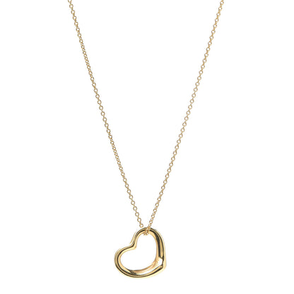 Tiffany 18K Yellow Gold 16mm Elsa Peretti Open Heart Pendant Necklace 1 of 6