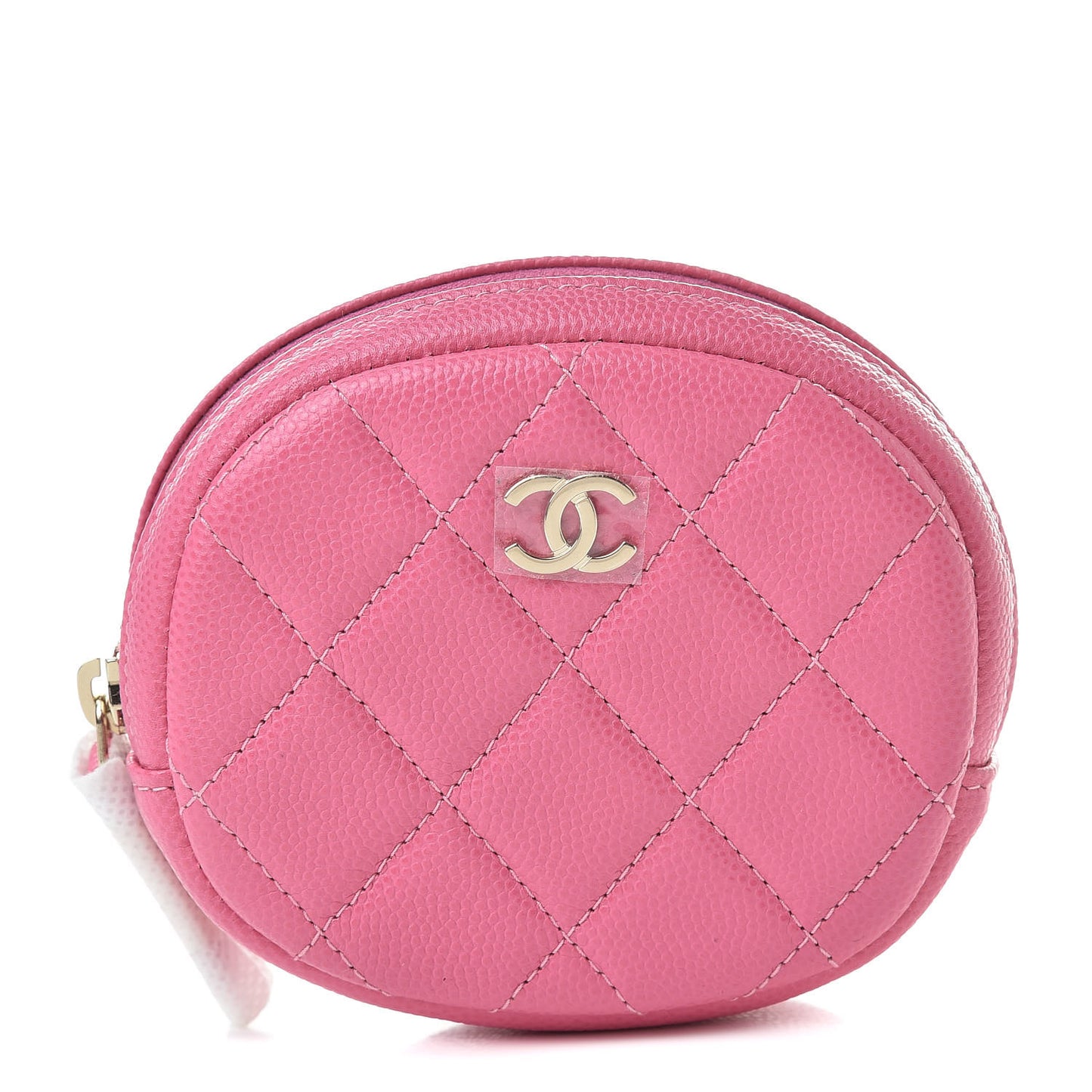 Iridescent Caviar Quilted Zip Around Classic Coin Purse Pink