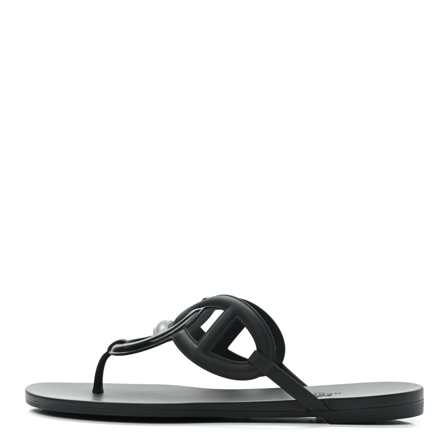 Hermes Rubber Womens Egerie Sandals 39 Black 1 of 9