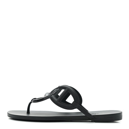 Hermes Rubber Womens Egerie Sandals 39 Black 1 of 9