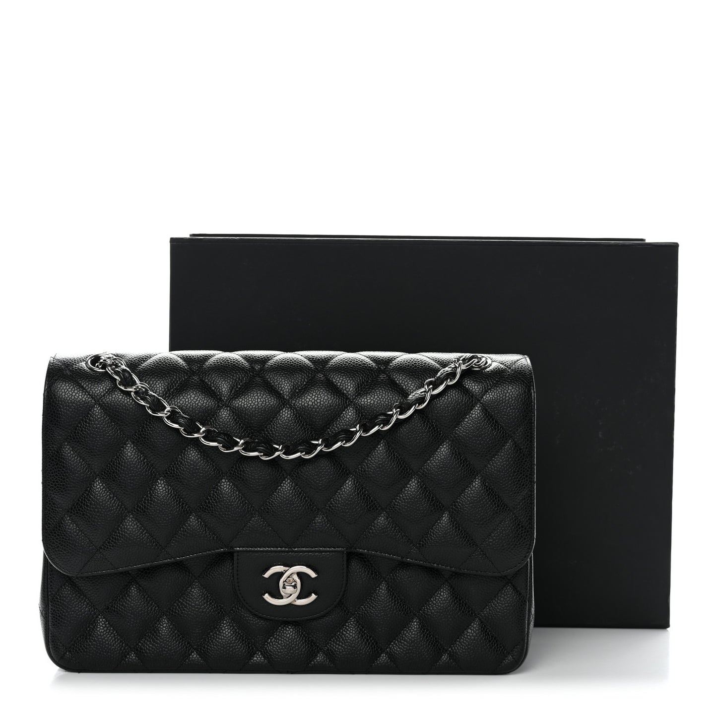 Caviar Quilted Jumbo Double Flap Black