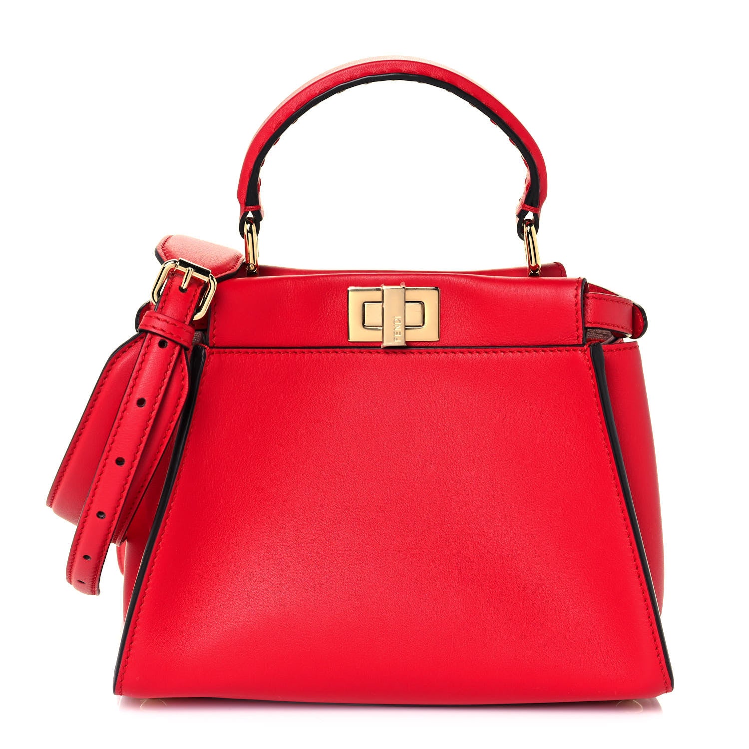 Fendi Vitello Seta Canvas FF Embroidered Mini Peekaboo Iconic Satchel Rosso Cardinale Multicolor 1 of 14