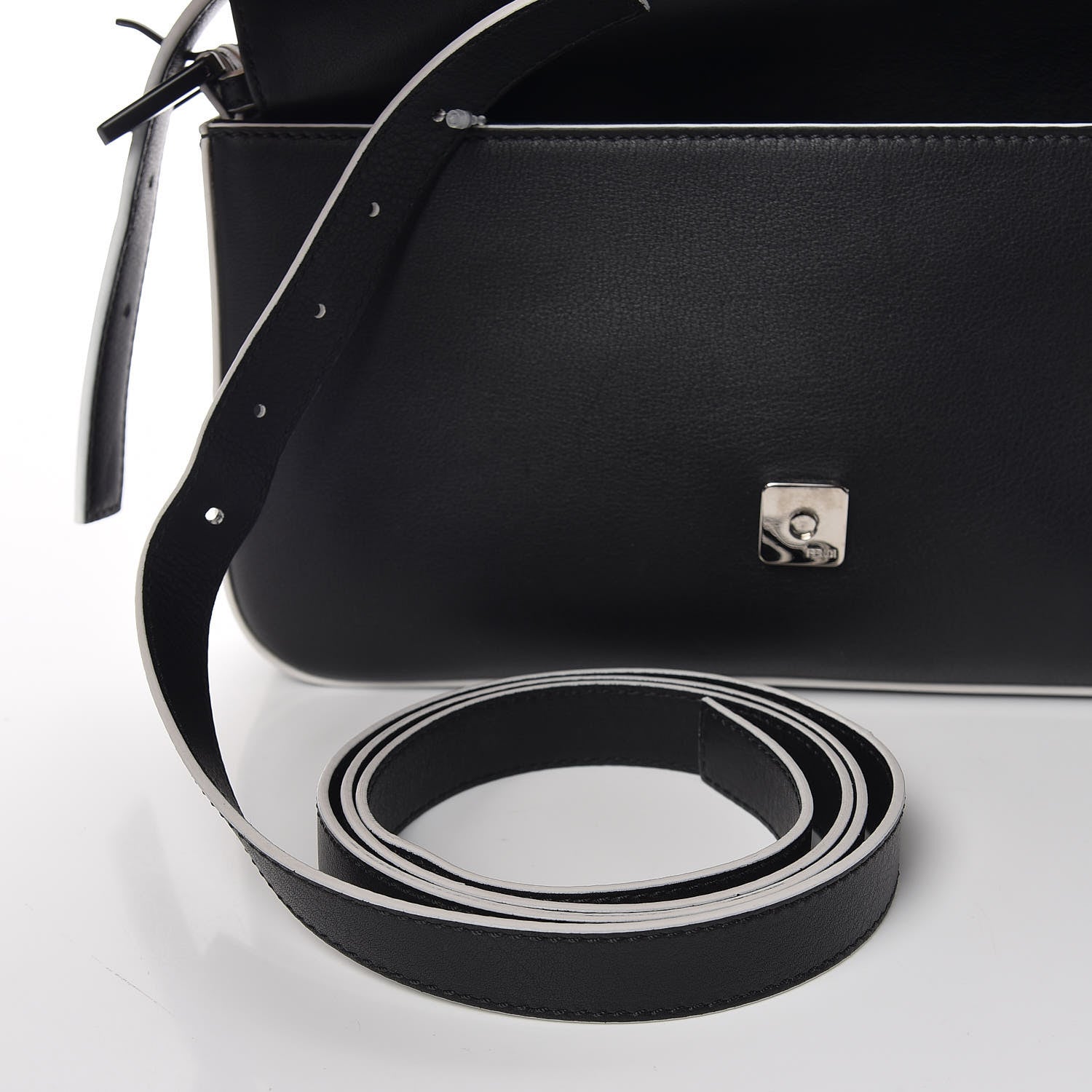 Fendi Vitello Dolce Elite Monster Eyes Bi-Color Baguette Black Yellow 9 of 13