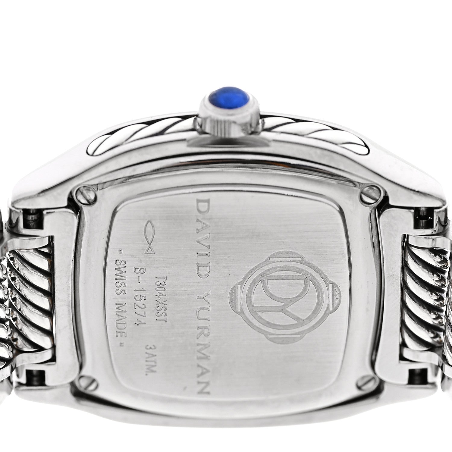 David Yurman Stainless Steel Diamond Bezel Blue Mother of Pearl 25mm Thoroughbred Quartz Watch 4 of 5