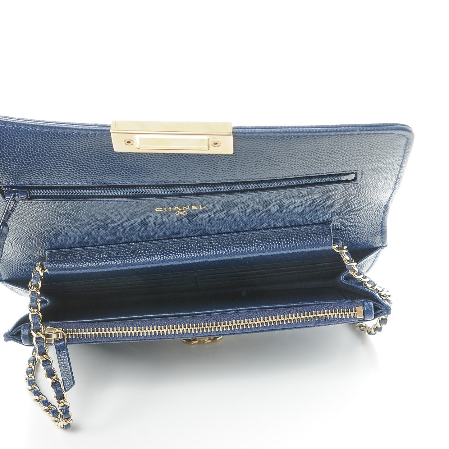 Caviar Quilted Golden Class Wallet On Chain WOC Navy