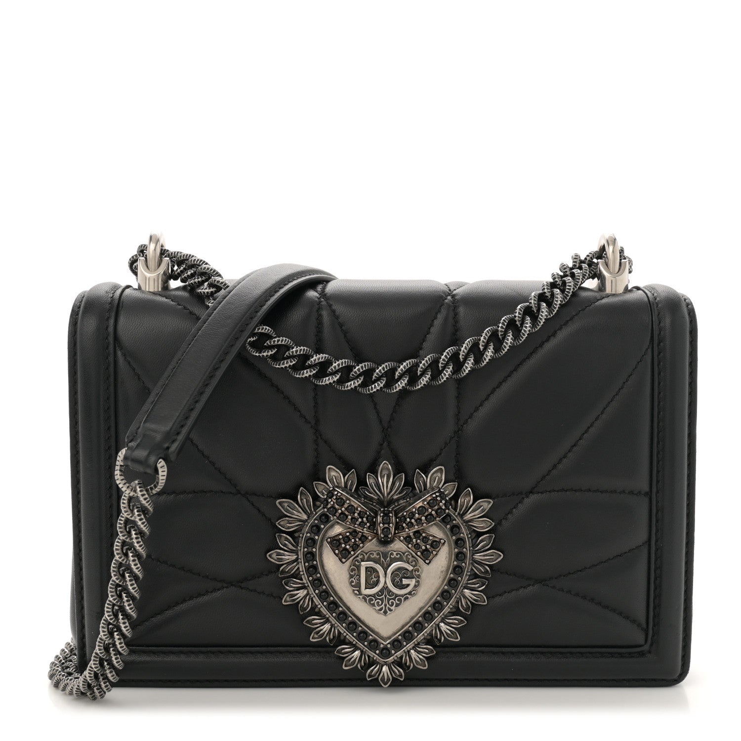 Dolce & Gabbana Calfskin Medium Devotion Crossbody Bag Black 1 of 11