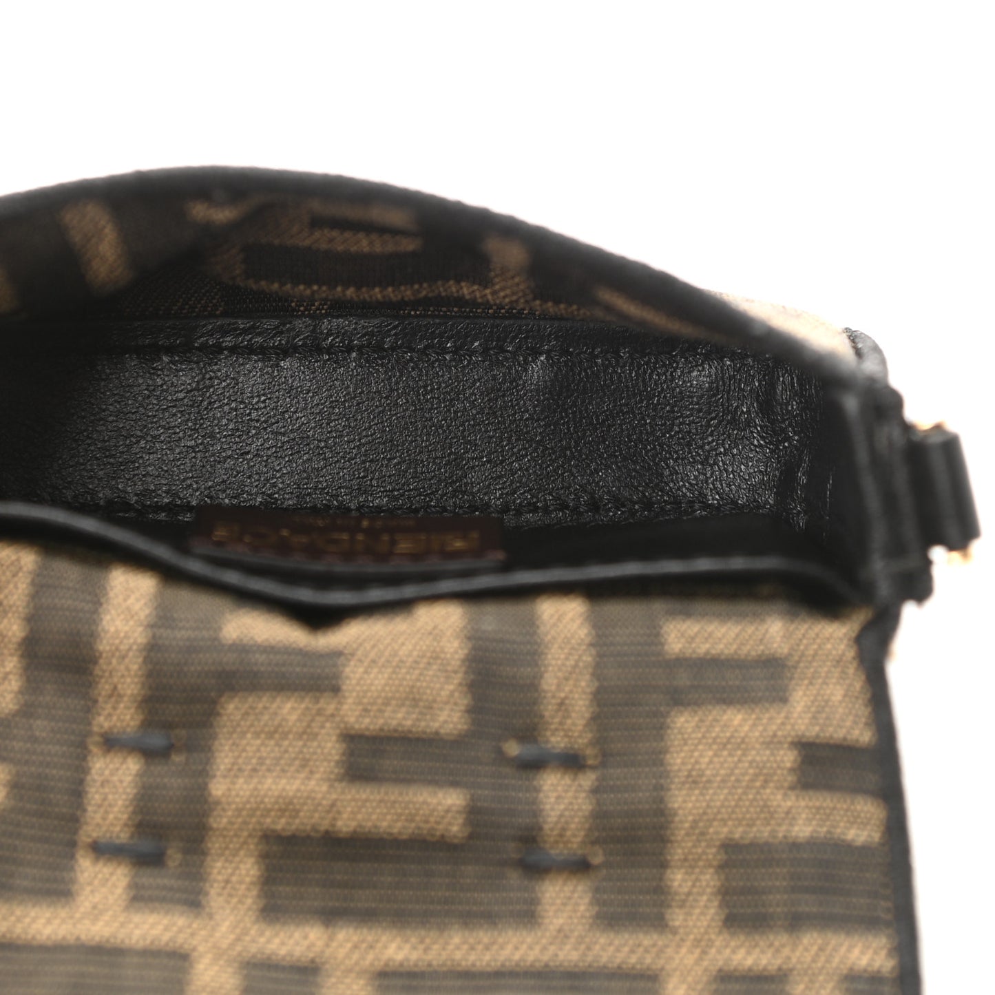 X VERSACE Fabric Jacquard Fendace FF Nano Brooch Baguette Tobacco Black