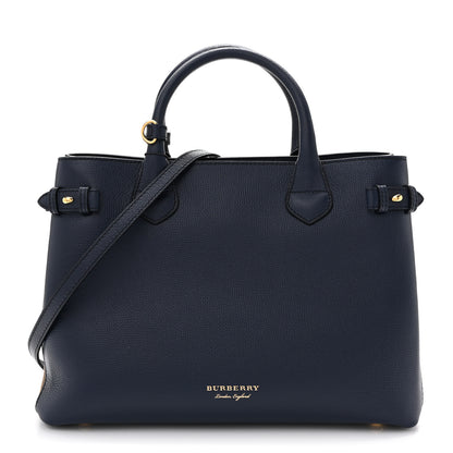 Burberry Derby Calfskin House Check Medium Banner Tote Ink Blue 1 of 13