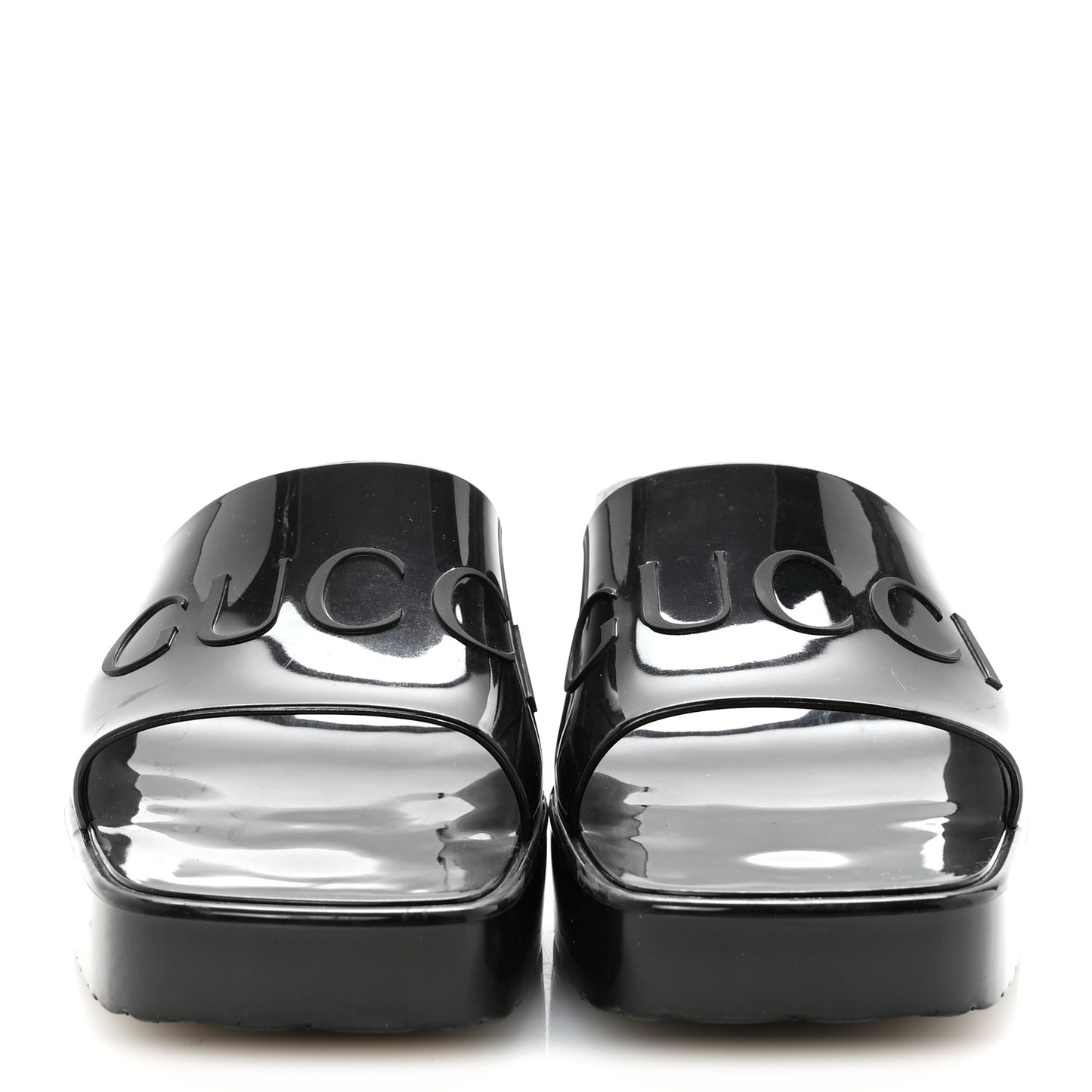 Rubber Gucci Logo Womens Platform 20/60mm Slide Sandals 37 Black