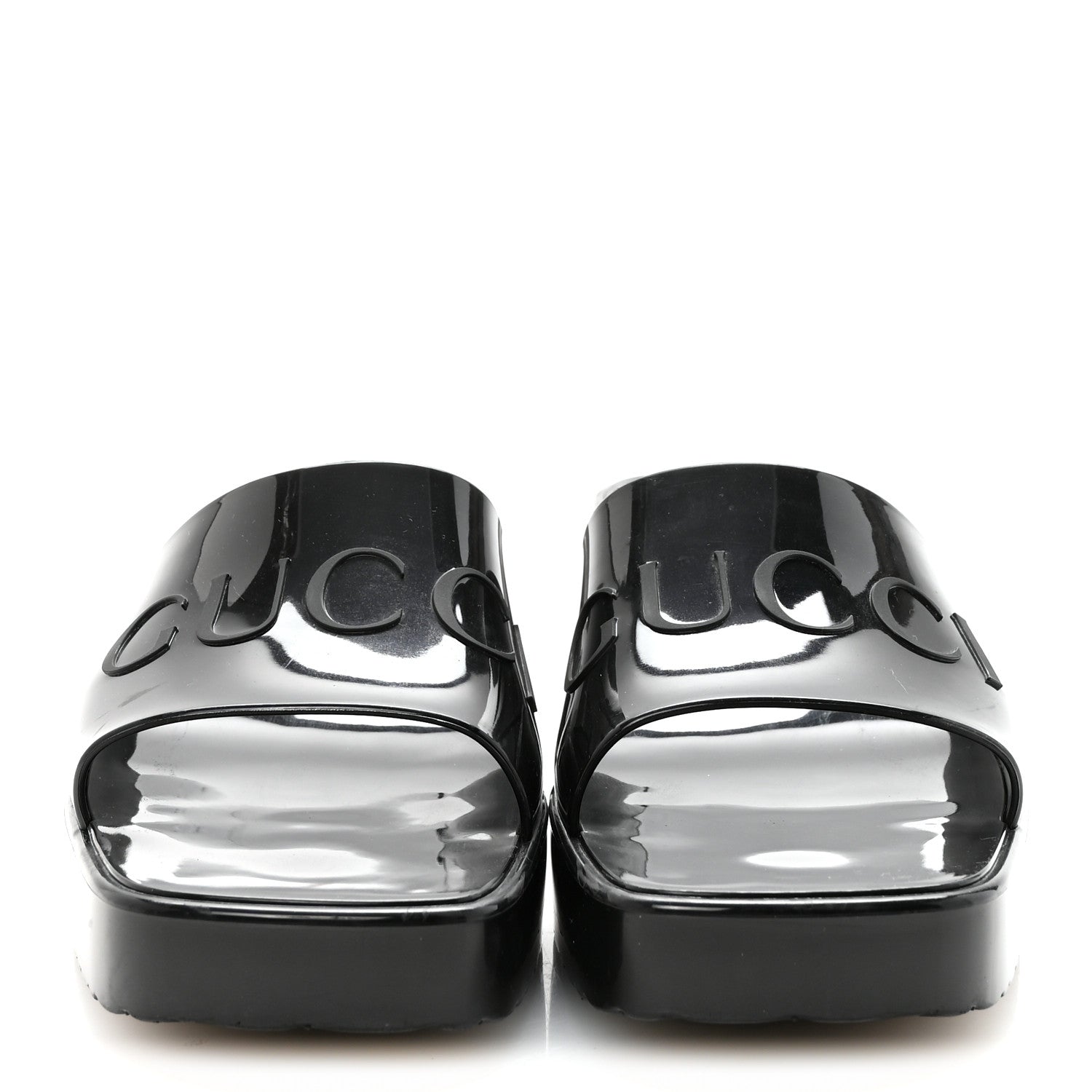 Gucci Rubber Gucci Logo Womens Platform 20/60mm Slide Sandals 37 Black 3 of 9