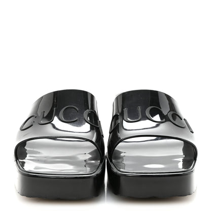 Gucci Rubber Gucci Logo Womens Platform 20/60mm Slide Sandals 37 Black 3 of 9