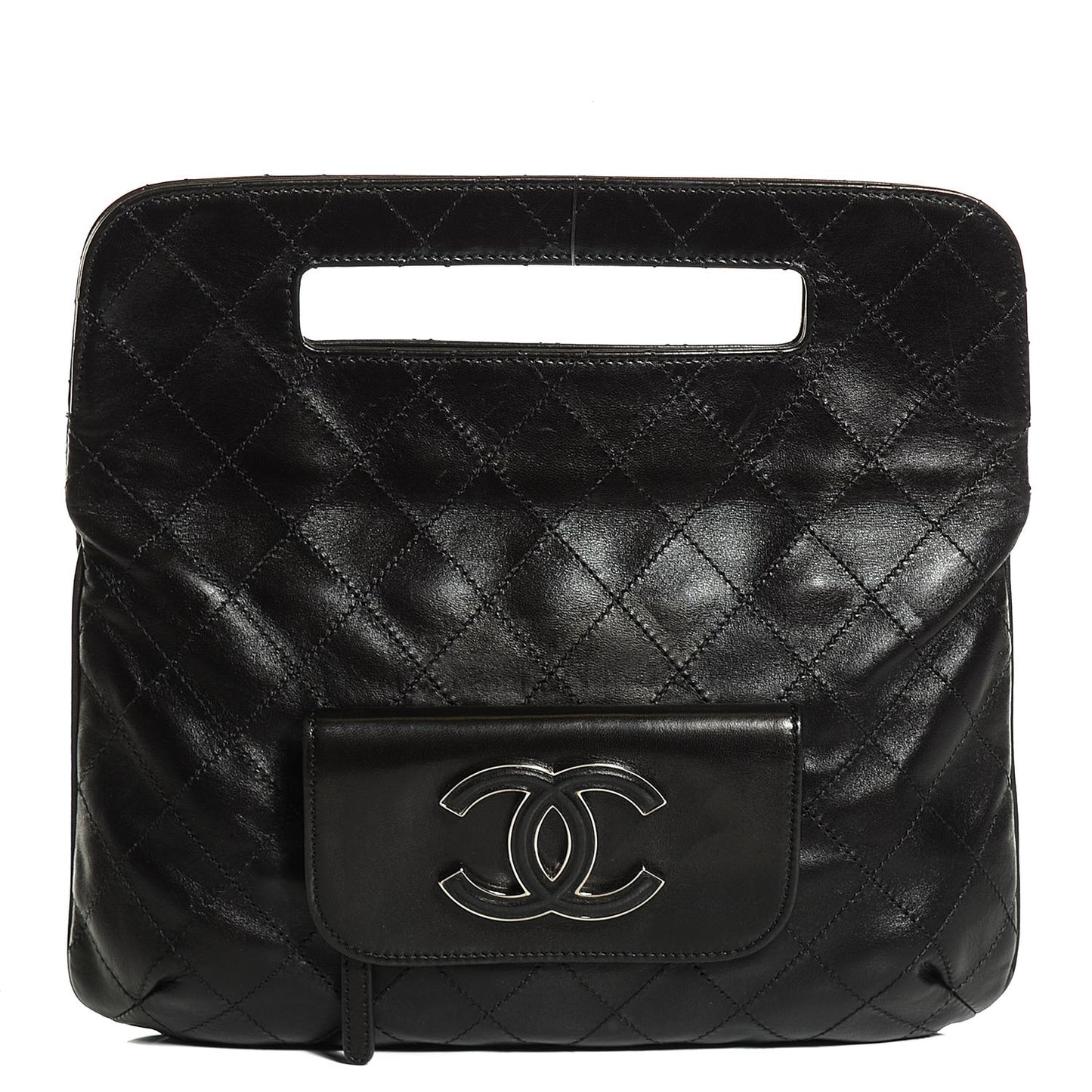 Lambskin Diamond Stitch Convertible Clutch Black