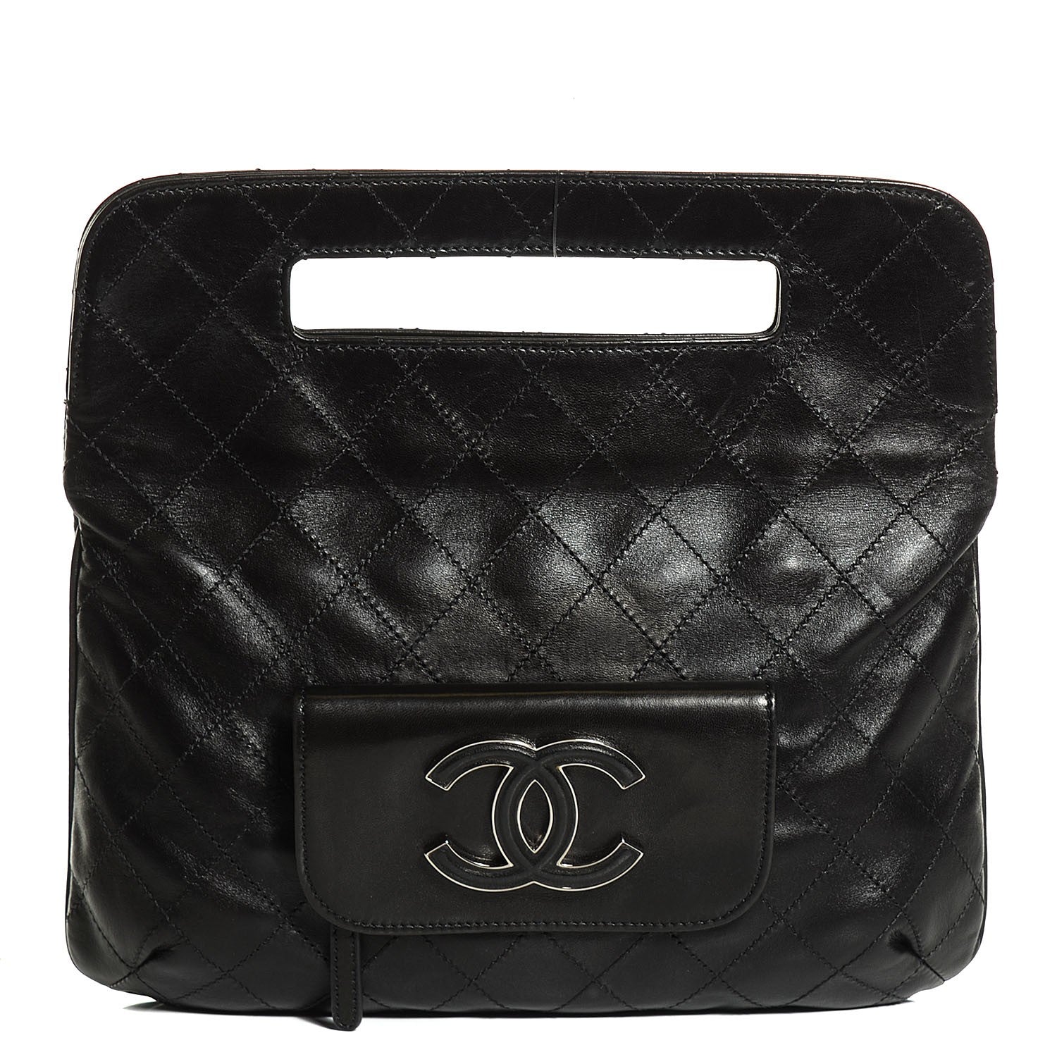 Chanel Lambskin Diamond Stitch Convertible Clutch Black 1 of 11