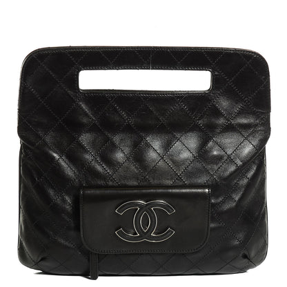 Chanel Lambskin Diamond Stitch Convertible Clutch Black 1 of 11