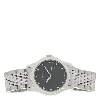 Gucci Stainless Steel Diamond 27mm G-Timeless Quartz Watch Black 2 of 5