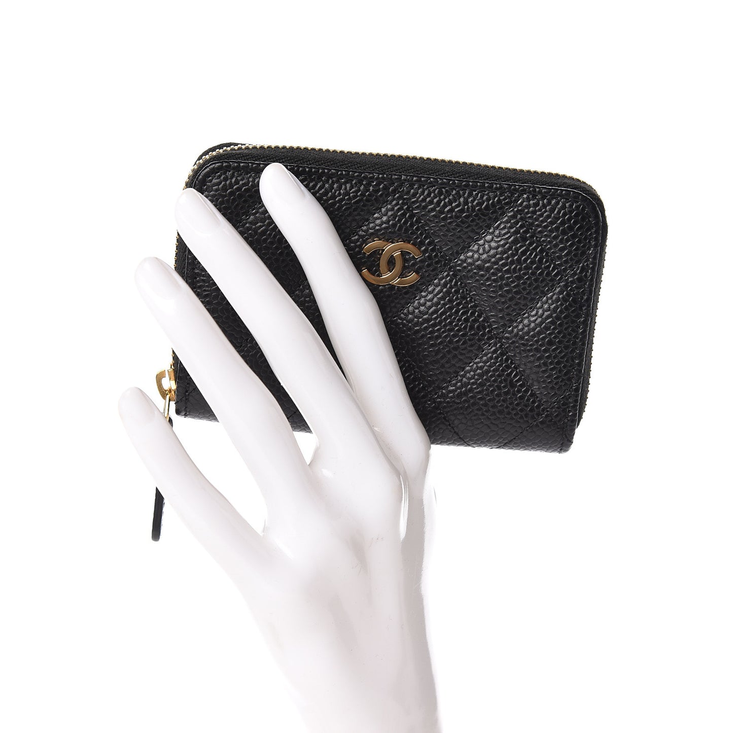 Caviar Quilted Zip Coin Purse Black