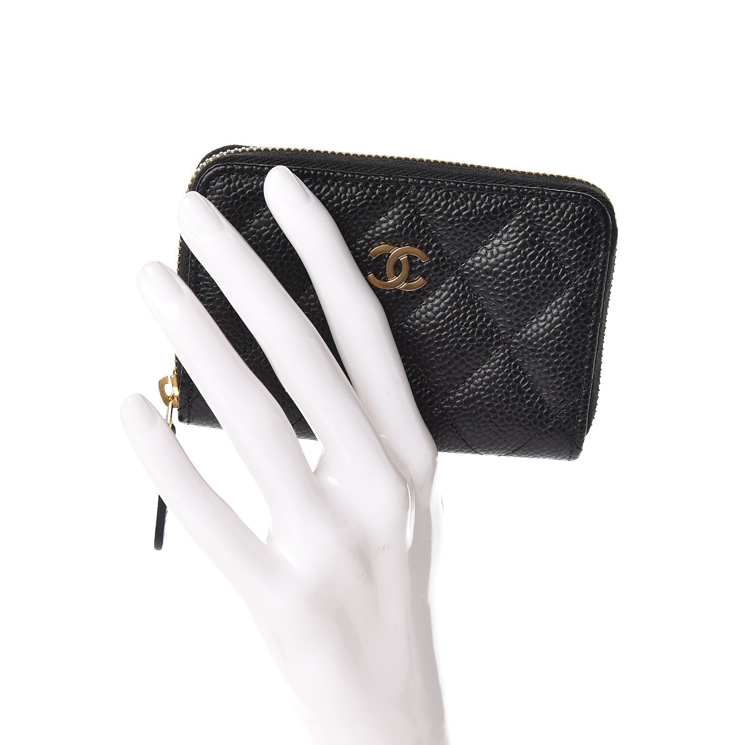 Chanel Caviar Quilted Zip Coin Purse Black 2 of 8
