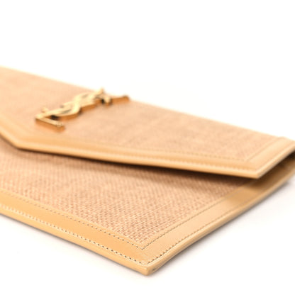 Saint Laurent Micro Raffia Uptown Pouch Natural Hay Blush 10 of 11