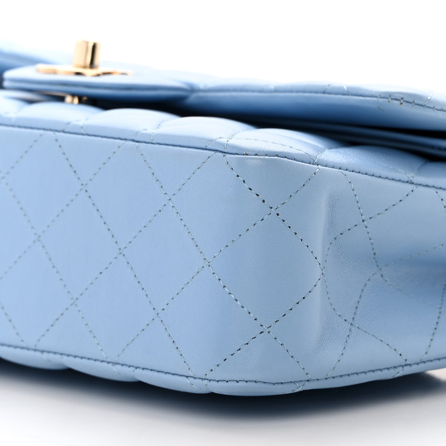 Chanel Lambskin Quilted Medium Double Flap Light Blue 10 of 14