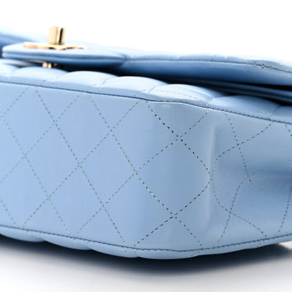 Chanel Lambskin Quilted Medium Double Flap Light Blue 10 of 14