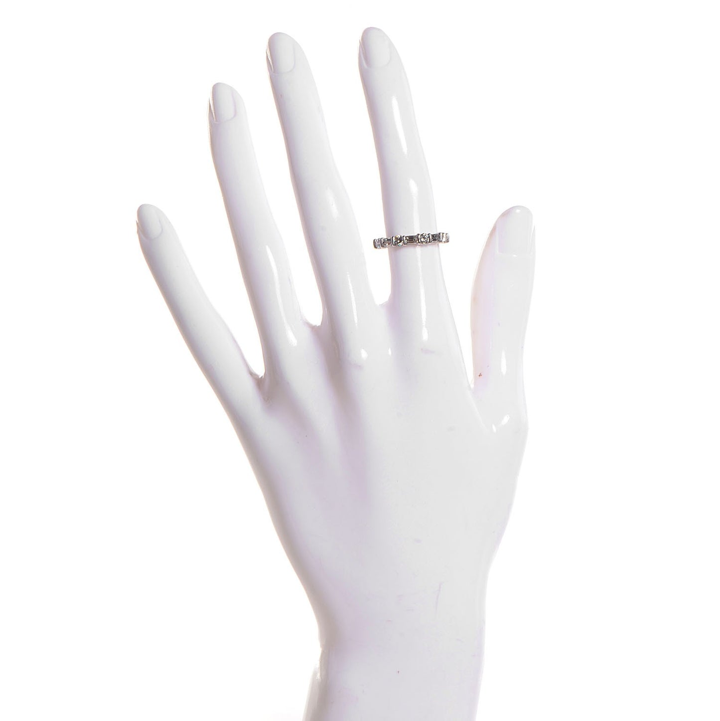 Platinum Diamond Round and Baguette Band Ring 5