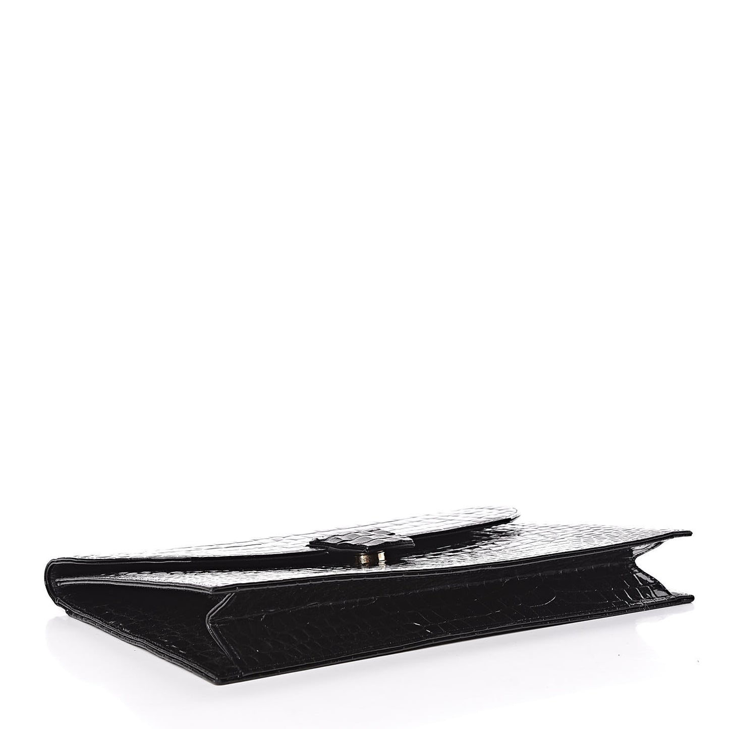 Calfskin Crocodile Embossed Clutch Black