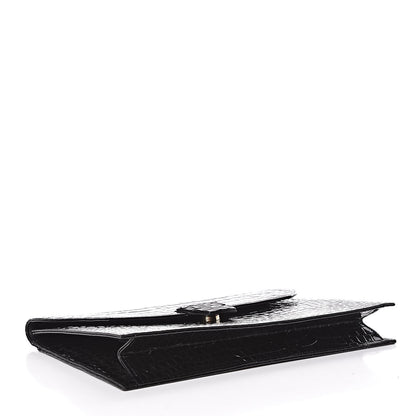 Saint Laurent Calfskin Crocodile Embossed Clutch Black 4 of 9