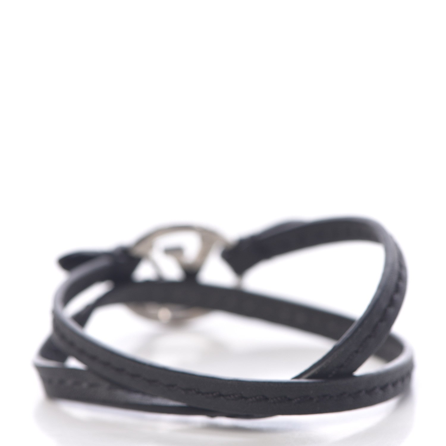Louis Vuitton Calfskin LV Circle Double Wrap Bracelet Black 3 of 6