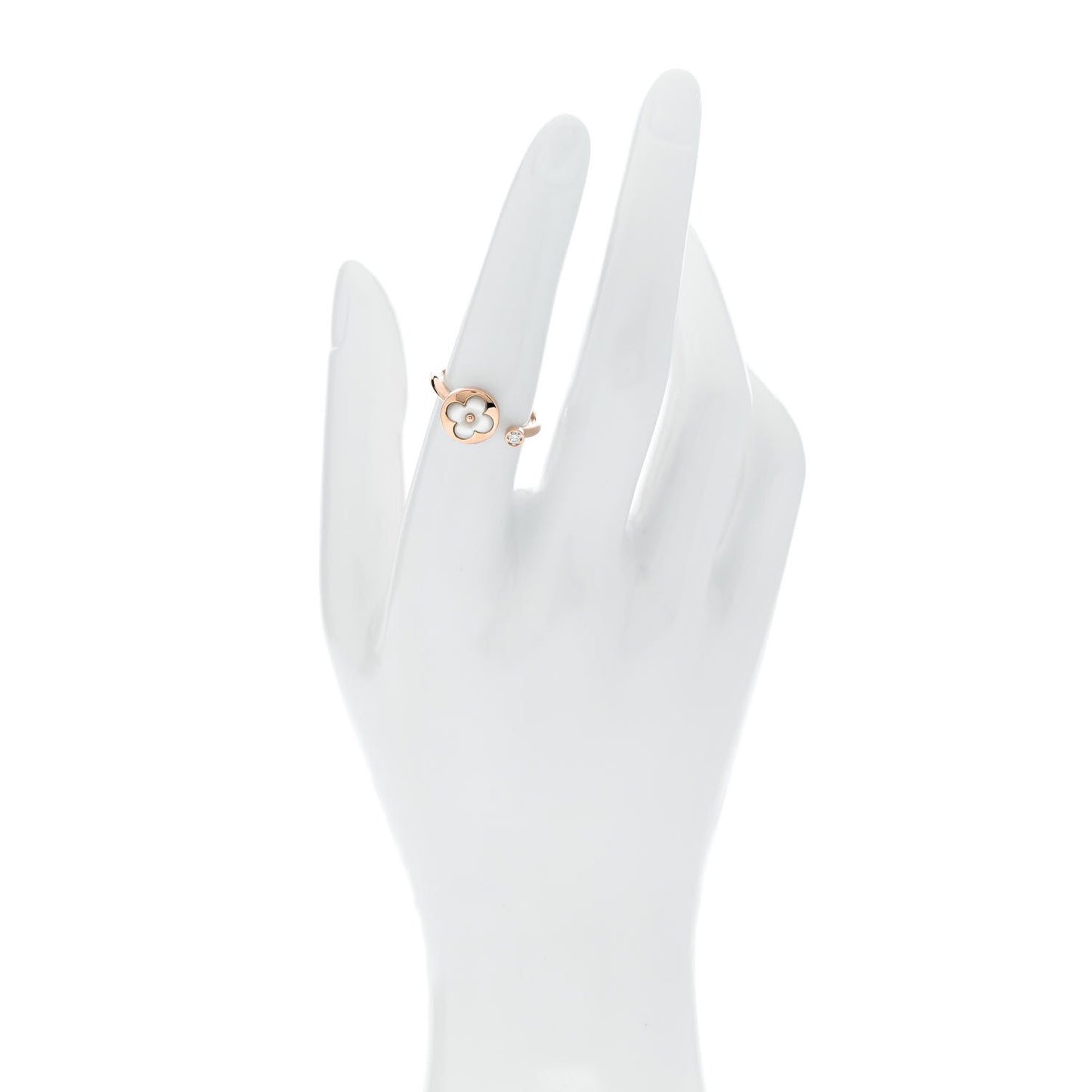 18K Pink Gold Diamond Mother of Pearl Mini Color Blossom Sun Ring 54 7