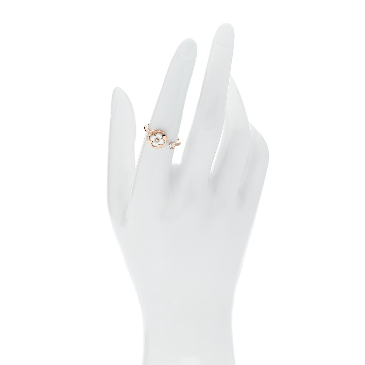 Louis Vuitton 18K Pink Gold Diamond Mother of Pearl Mini Color Blossom Sun Ring 54 7 2 of 5