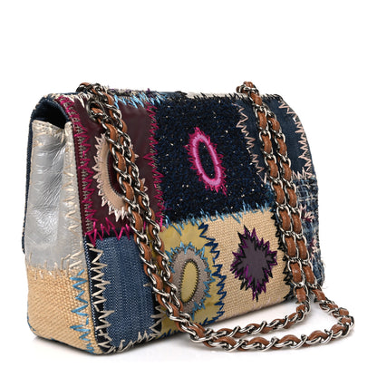 Chanel Denim Tweed Patchwork Jumbo Single Flap Multicolor 2 of 9