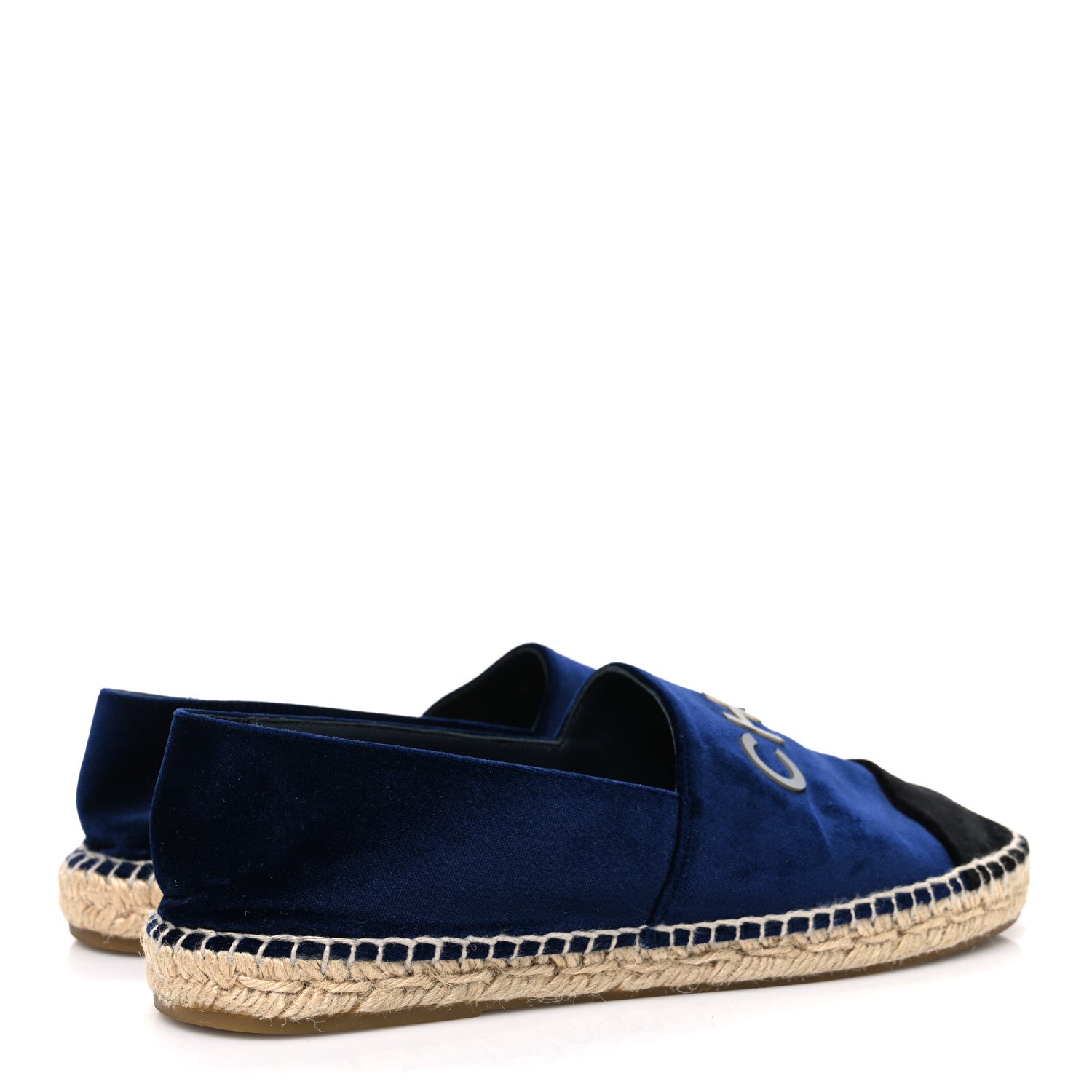 Chanel Velvet Logo Espadrilles 38 Navy Black 5 of 11