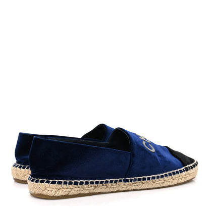Chanel Velvet Logo Espadrilles 38 Navy Black 5 of 11