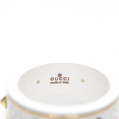 Gucci 18K Yellow Gold 7mm Studded Icon Ring White 52 6 4 of 5