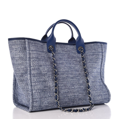 Chanel Woven Straw Raffia Large Deauville Tote Dark Blue 3 of 8