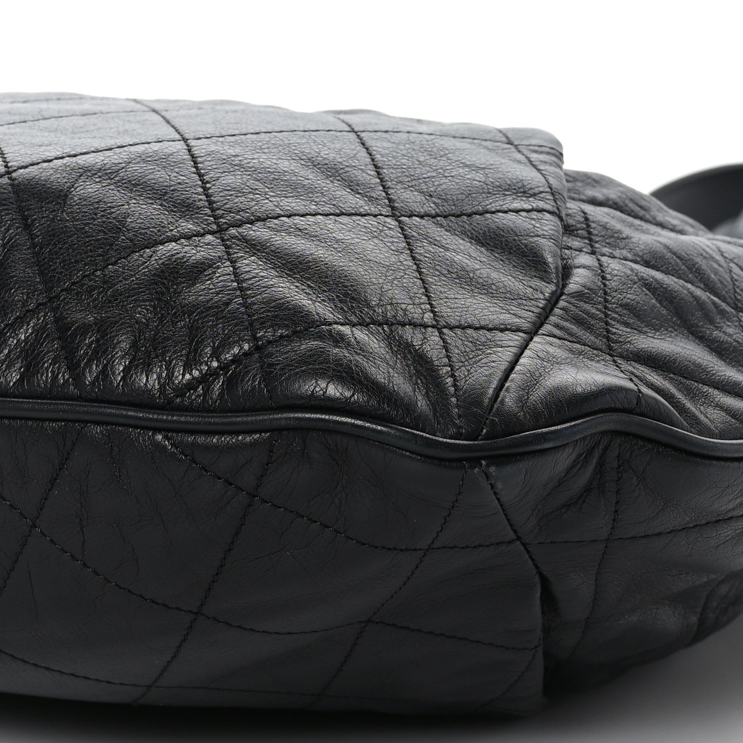 Calfskin Coco Pleats Hobo Black