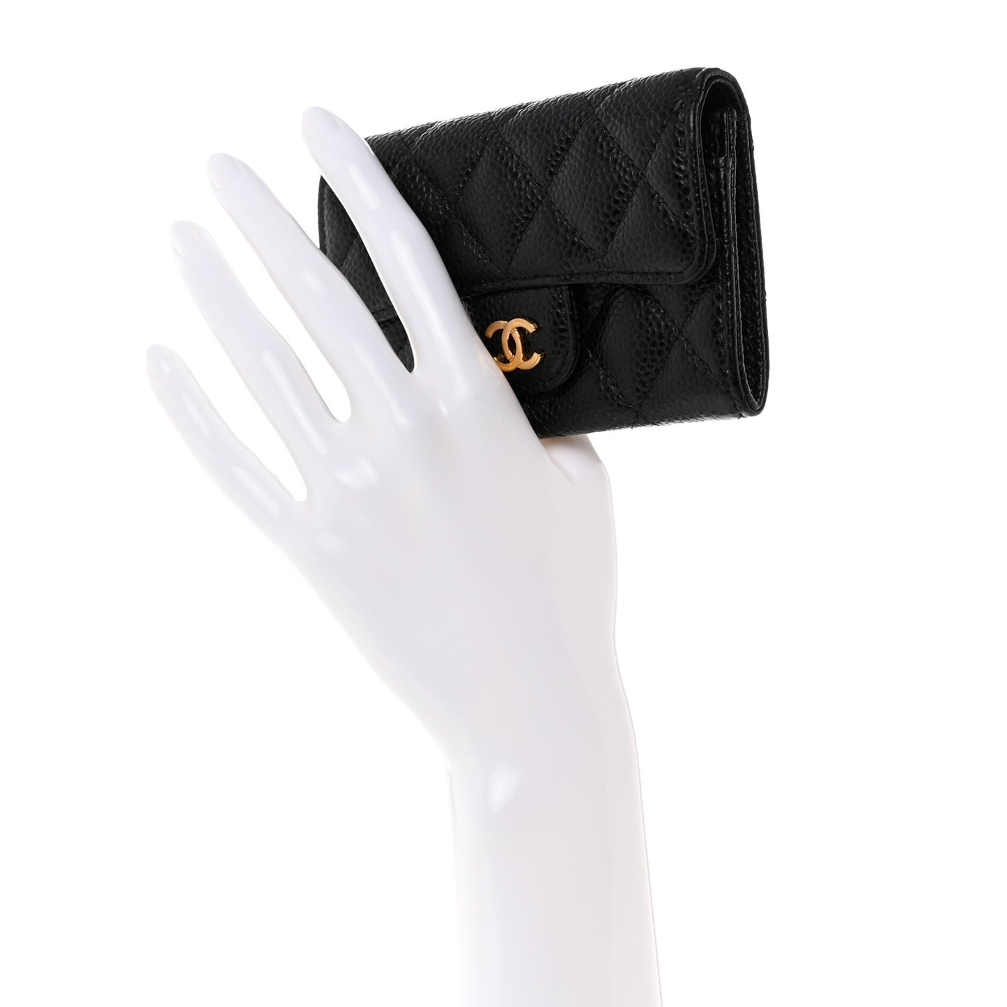 Caviar Quilted Flap Card Holder Black