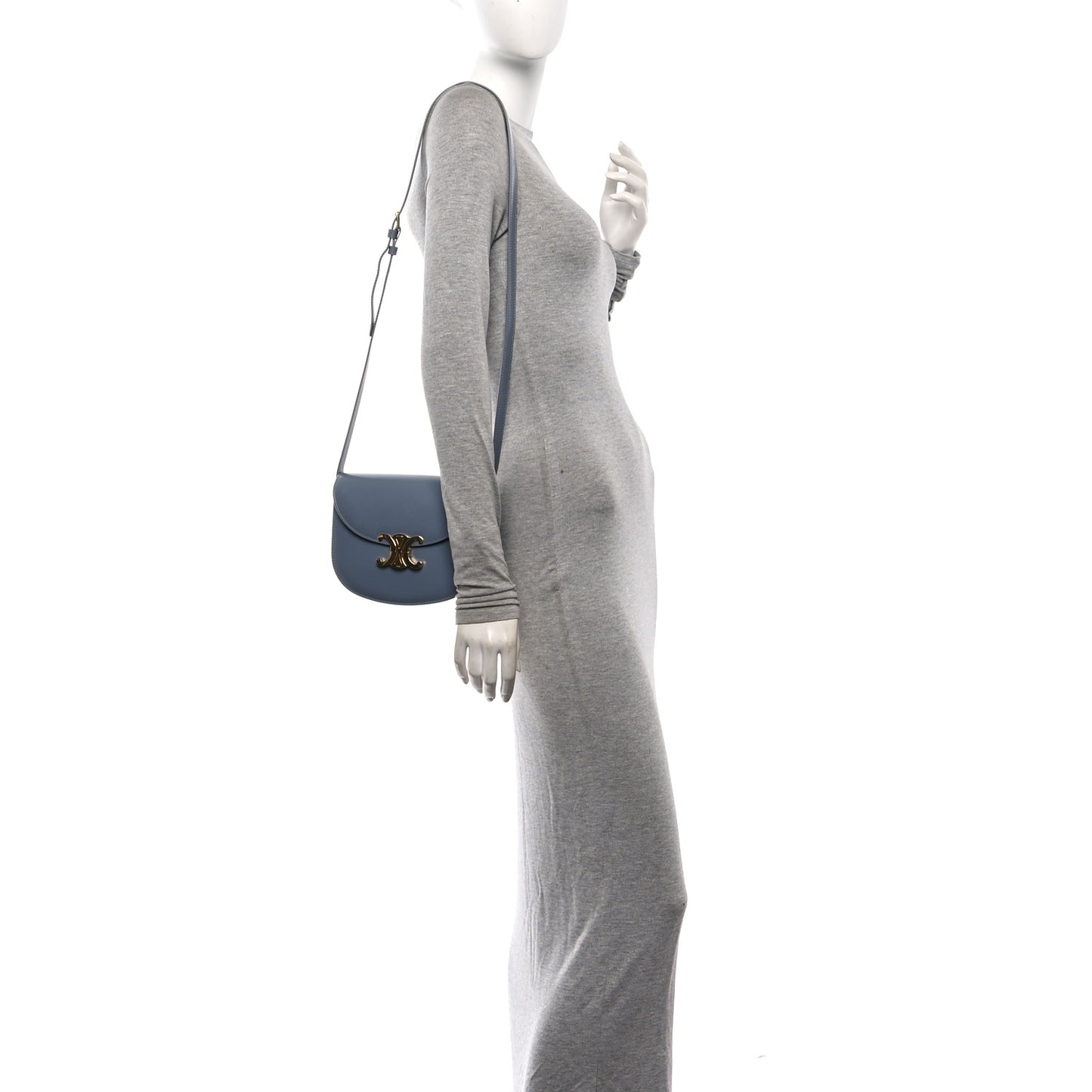 Shiny Calfskin Teen Besace Blue Grey